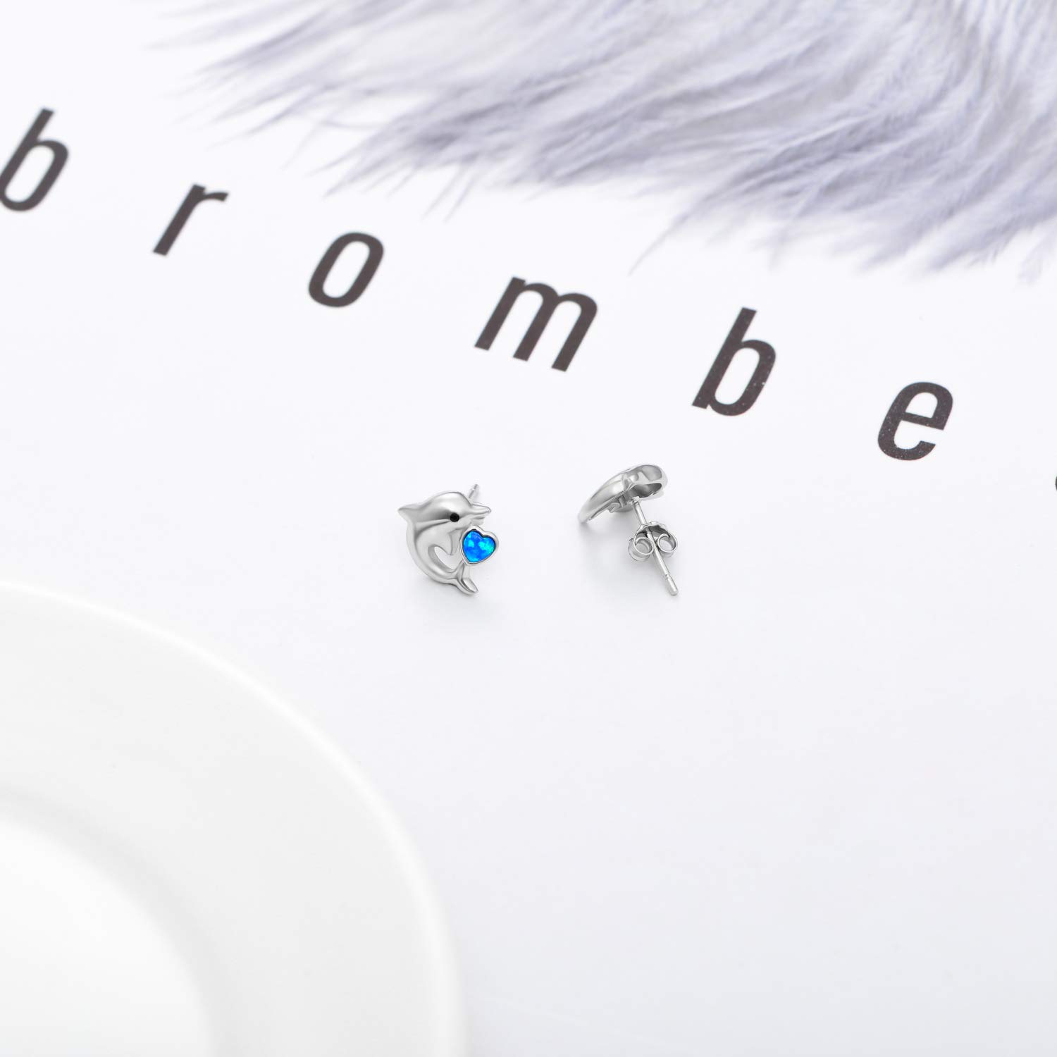 TOUPOP S925 Sterling Silber DelphineDinosaurierKaninchenDrache Ohrstecker für Damen Erstellt Opal Schmuck Nette Ohrringe für Mädchen Geburtstagsgeschenke