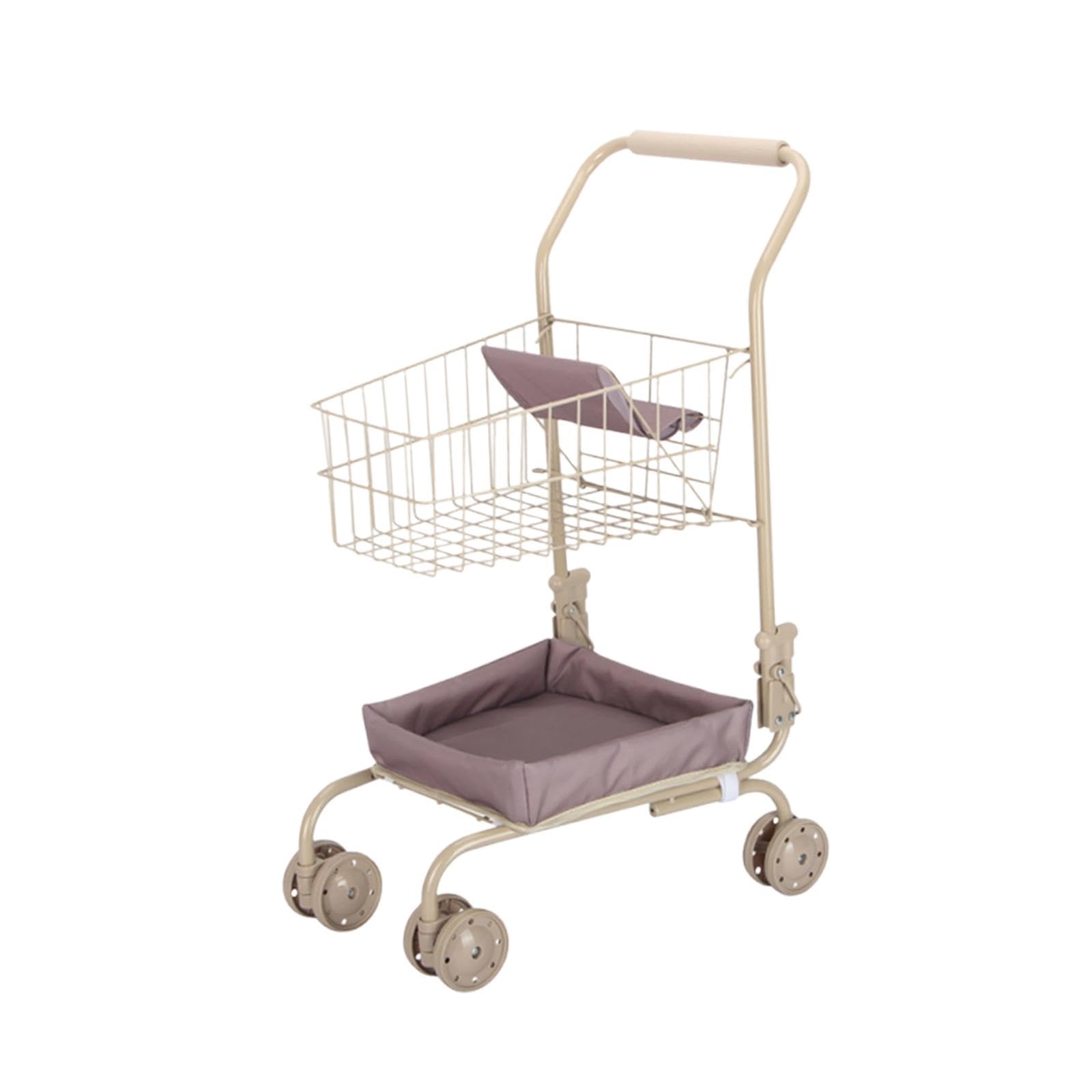 predolo Einkaufskorb Kinder Einkaufswagen Mini Einkaufsrollwagen Rollenspiel Lernspielzeug Handwagen mit Universalrädern für Geschenk Kinderzimmer Dekoration, Korb in Unifarbe