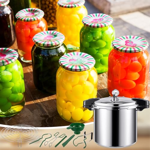 Image of 24qt Pressure Cooker for Canning Pressure Canner Supplies Kit, 6 Canning Supplies Stainless Steel Steam Rack Gauge, Silver