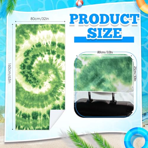 Image of Hahafelt 2 Pack Car Seat Towel Cover with Storage Bag, Green Tie Dye | 63 x 32 in Car Towel Seat Cover Non Slip Waterproof, Gym Workout Swimming Running, Machine Washable Sweat Absorbent Protector