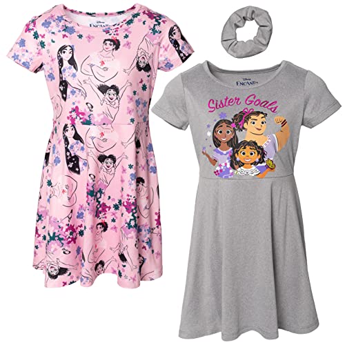 Disney Encanto Minnie Mouse Isabela Luisa Mirabel Girls Skater Dresses and Scrunchie Toddler to Big Kid