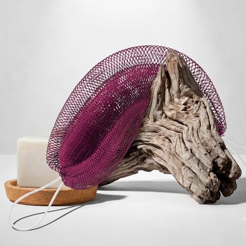 Image of UJFQBH African Net Sponge Authenti, Exfoliating Body Scrubber for Back and Hard to Reach Areas, Gentle Daily Exfoliation for Deep Cleansing, Quick Drying Shower Essential, Berry Pink 3 Pack
