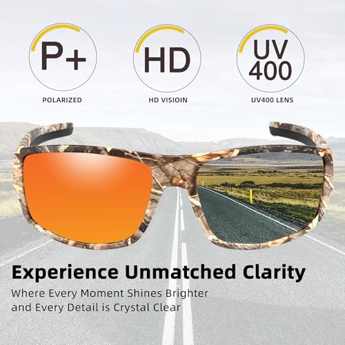 Image of Camo Polarized Wrap-around Sport Sunglasses for Men Women UV400 Driving Fishing Hunting Sun Glasses