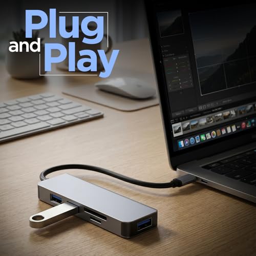 Image of UNIGEN 5-in-1 Multiport USB Hub with Dual USB-C & A Connector | High-Speed Transfer | USB 3.0 & 2.0 Ports | SD /TF Card Reader| Multiport Adapter for Windows, Mac, Linux, iPad