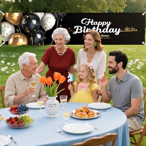 Image of Nuxovilar Birthday Banner 78x17 inch Polyester