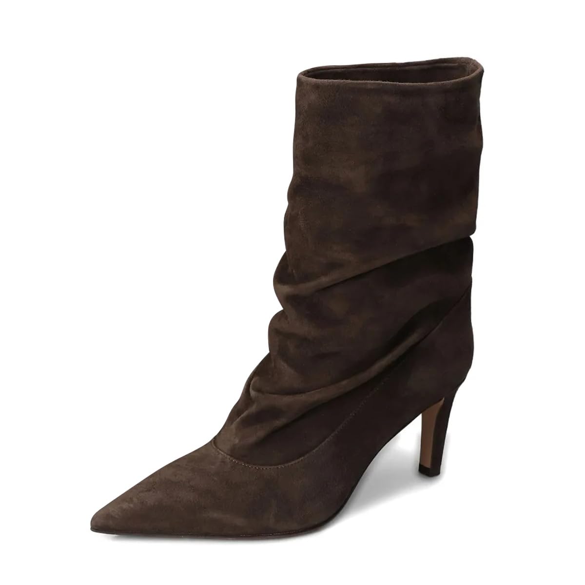 Women Low Heel Pointed Toe Slouchy Ankle Boots Pull on Graceful Party Event Daily Wear Booties Size 4-16