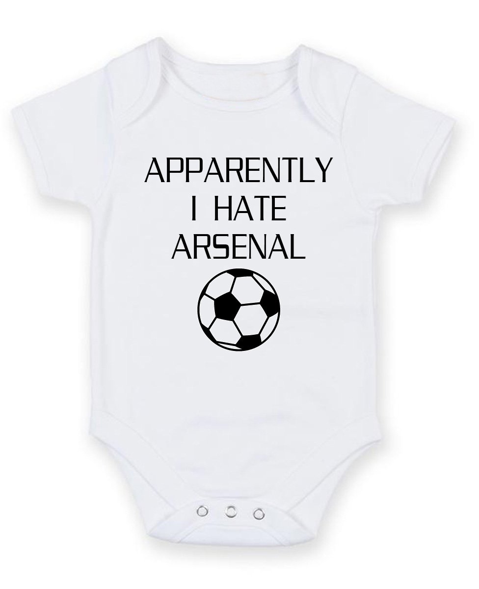 FoxyPrinting Apparently I Hate Arsenal - Personalised Baby Boy Girl Baby VestUnisex Short Sleeve Bodysuit (3-6 months)