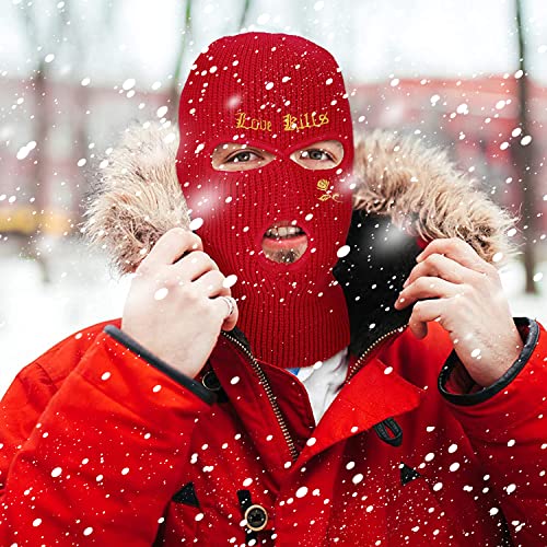 3 Hole Balaclava Face Mask Men Ski Face Masks For Winter Outdoor Sports Cycling Full Face Cover Women Red #TOP1