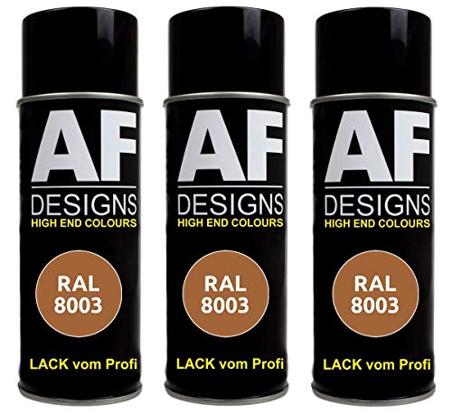 Alex Flittner Designs 3X Ral Pintura en Espray Pintura Coche Laca Colorida Lata de Aerosol RAL8003 Lehmbraun Seda Mate