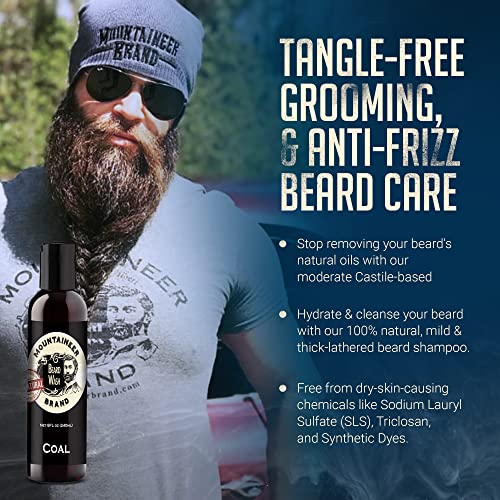 Mountaineer Brand Beard Wash For Men | 100% Natural Beard Shampoo | Thick Cleaning Softening Lather For Hair And Skin | Hydrate And Detangle | Grooming Treatment | Wv Coal Scent 8Oz #TOP1