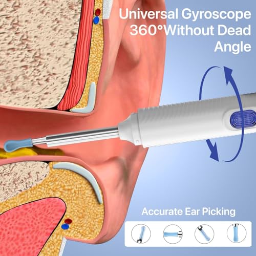 Image of Dr Vaku Clenzio Earocam Ear Cleaner Earwax Removal Tool with Extra Cleaning Kit (Set of 7) HD Camera Wifi Connection & 6 LED Lights Endoscope Tool + 11 Silicone Tips Free & Storage Case-White /Green