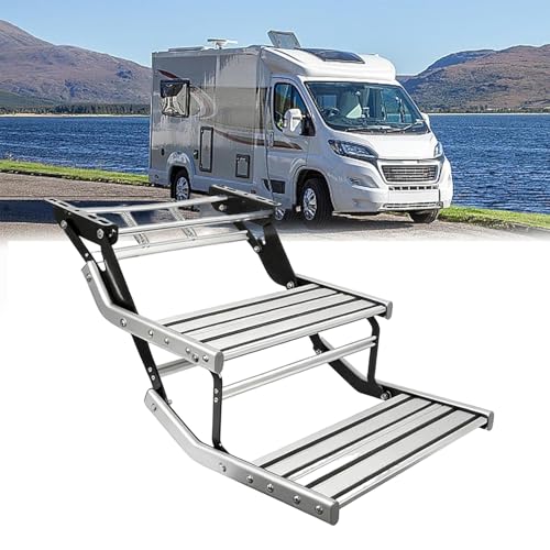 BoTongSiHai Truck Camper Steps Manual RV Step Assembly, Aluminum Alloy