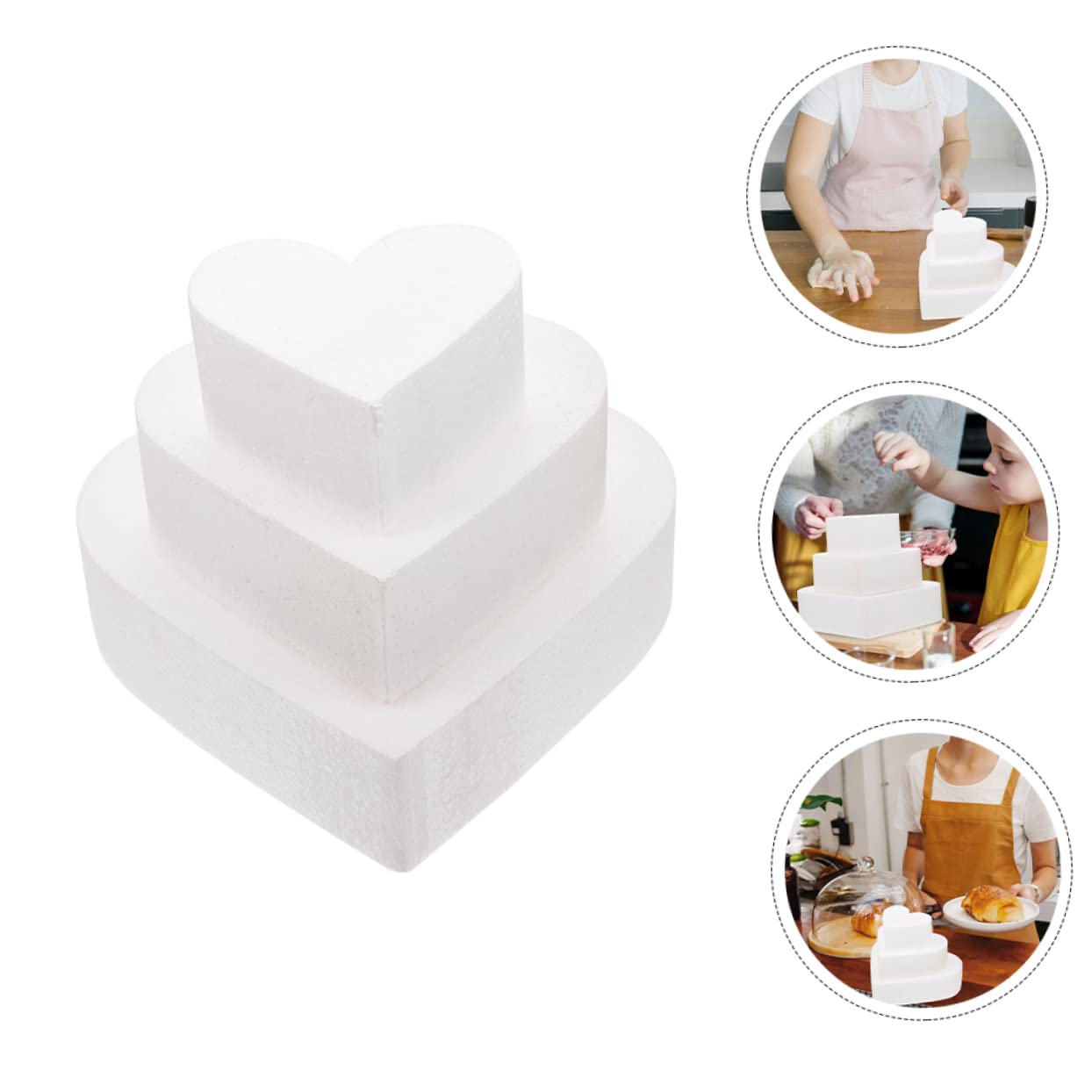 jojofuny 2 Ensembles Modèles De Gâteaux Décoratifs Mousse Pour Mariage Faux Gâteaux Mousse Pour Pâtisserie Et Diy Accessoire De Décoration De Gâteau 3 Pièces * 2