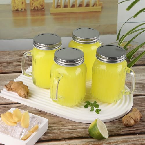 Magicsky Mason Jar Cups with Handles, Vintage 16 oz Glass Iced Coffee Cup with Bamboo Lids and Straws, Pint Drinking Jars Mug for Smoothie, Cold Drinks, Juice, Party Beverages, Set of 4 - Image 5
