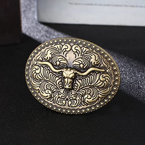 Image of Turquoise Belt Buckle for Men Western Texas Longhorn Bull Rodeo Belt Buckle American Cowboy Chic Gift