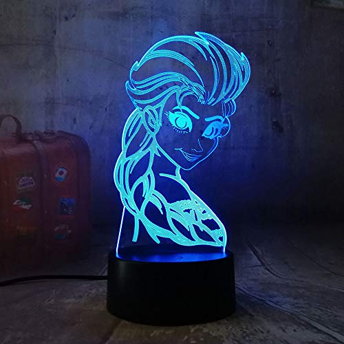 Preisvergleich Produktbild WangZJ 3d Illusion Lampe / optische Nachttisch Nachtlichter / 7 Farbwechsel / kreative Geschenk Dekoration / Schöne Elsa Königin