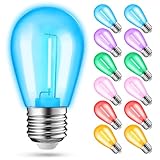 12-Pack Colored String Light Bulbs, Patio String Light Replacement Bulbs for Outdoor Indoor, 1W E26 Base S14 LED Color Light Bulbs for Christmas Halloween,Holiday,Home Decor