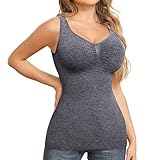 JOYSHAPER Shapewear Camisoles With Built in Bra Tummy Control Compression Tank Tops for Women Body Shaper Padded Tanks Grey 2XL