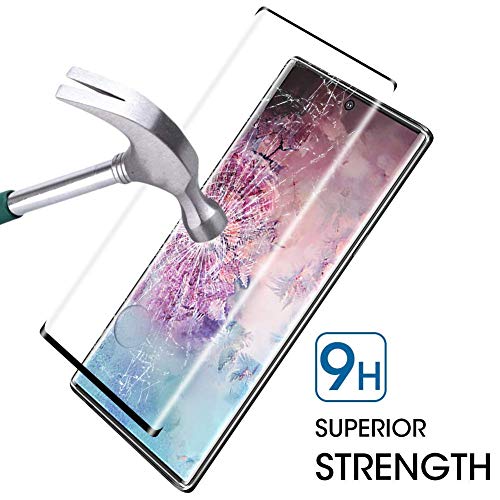 Image of Screen Protector for Samsung Galaxy Note 10 (Black) Tempered Glass Edge-to-Edge 6D Screen Guard With Installation Kit