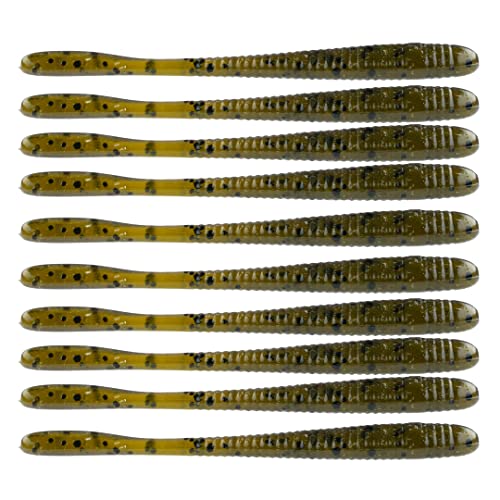 BAITFUEL Lollipop Drop Shot Infused with Supercharged X55 Formula Gel: Fish Scent Technology with Powerful Attractants | 3.5-Inch, Green Pumpkin (PN: X80505)