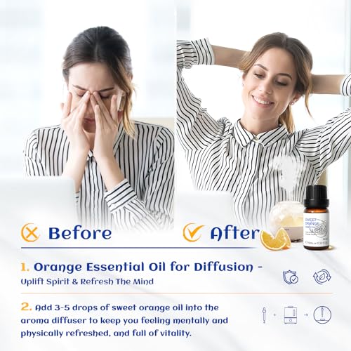 Image of HIQILI Sweet Orange Essential Oil,100% Pure Natural for Diffuser, Aromatherapy-10ml