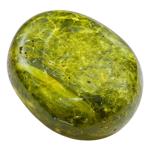 Image of Certified Green Tourmaline in Matrix Crystal Palm Pebbles Stones for Anxiety Stress Relief Massage - AAA Grade Original Healing Gemstone Agate Palm Stone for Yoga Meditation Spiritual Reiki Feng Shui