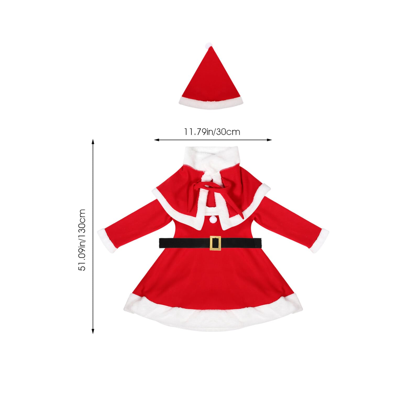 SOIMISS Costume de Père Noël pour Fille avec Robe Chapeau Châle et Ceinture pour Noël et Fêtes