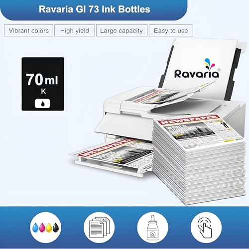 Image of GI 73 Compatible Refill Black Ink 70ml for Canon Pixma G570 / G670 Printer (GI 73 Ink Black 2 Pcs)