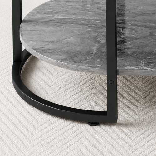 Image of NEST NATURE HAVEN Coffee Table for Office, Dining, Tea Room, Center Table for Living Room, Contemporary Simple Cocktail Table with Gray Desktop and Black Metal Frame