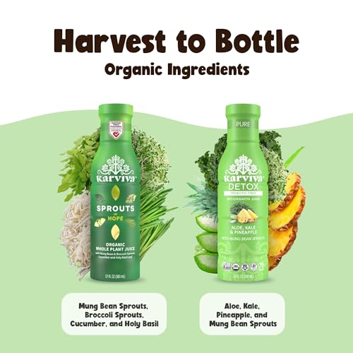 Karviva 6-Day Green Cleanse Pack 3 Bottles of Pure & 3 Bottles of Hope, Non GMO, No Caffeine Juice Beverages Gentle Cleanse, Anti-Inflammatory, Digestive Health Superfood Drinks, Detox Wellness Drinks with Natural Electrolyte and Antioxidants, No Caffeine Energy Booster Juice, Non GMO, Low Glycermic Index, Detox Juice, Organic, Gluten Free Fruit Juice Beverages - Image 3