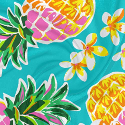 Tropical Pineapple Square Silk Hair Scarf for Women, Lightweight Summer Head Scarf for Girls Wedding Travel Yoga Handkerchief Shawl Sunscreen Scarves Hair Accessories 23.6 Inches3