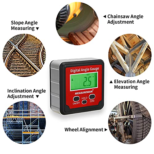 Measureman Digital Level Protractor Inclinometer Magnetic Level Angle Meter With Hold Function Angle Finder Level Box Angle Measuring Tool #TOP2