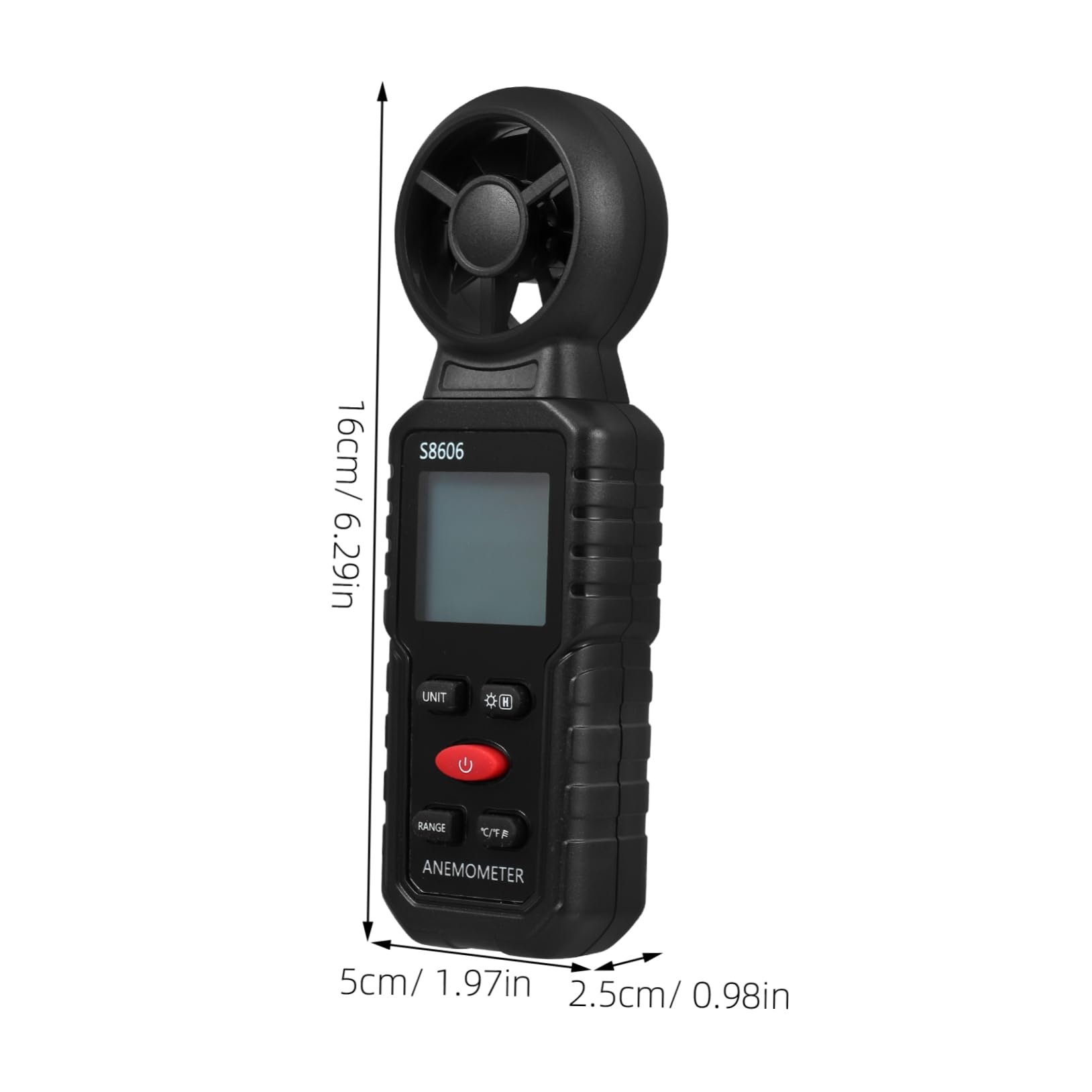 Anemometro Portatile per Misurazione Vento, Plastico, Nero