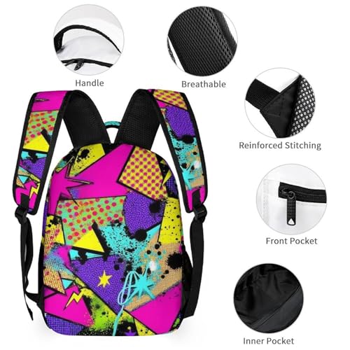 Backpack Bookbag Set Colorful Black Dots Geometric Stripes 80s 90s Style (1) Backpack with Lunch Bags and Makeup Bag Shoulder Bag with Lunch Box Storage Bags3