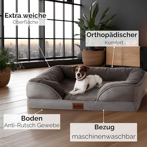 ecosa® Hundebett Waschbar für kleine & mittelgroße Hunde Orthopädisches Hundebett Hundekorb, Katzenbett, Hundekörbchen Hundesofa orthopädische Schaumstoffeinlage abnehmbarem waschbarem Bezug