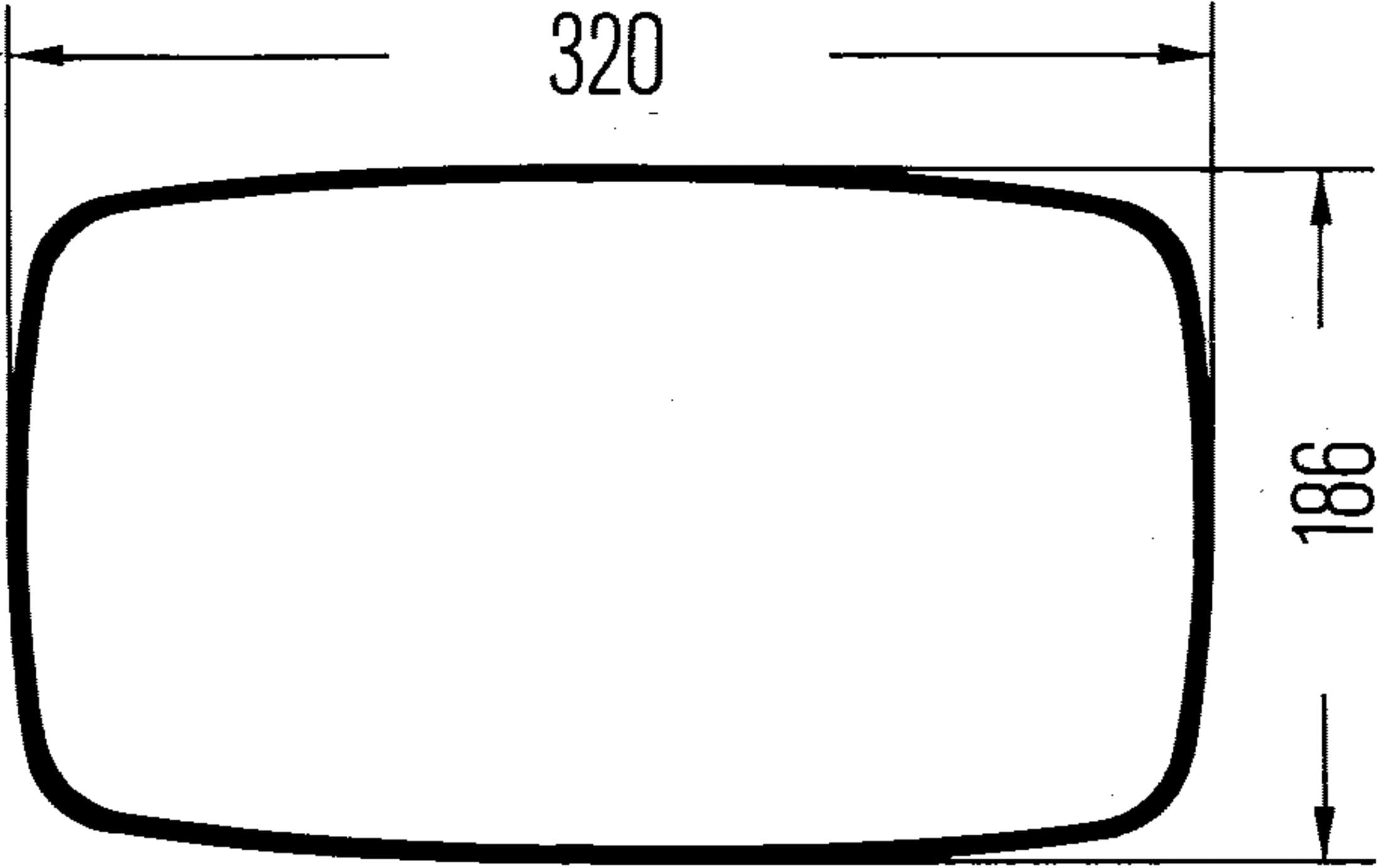 HELLA 8SB 560 991-061 Lusterko zewnętrzne - ECE - obudowa z tworzywa sztucznego - czarny - Szerokość: 186/22[mm] - Wys.: 320[mm] - z obu stron