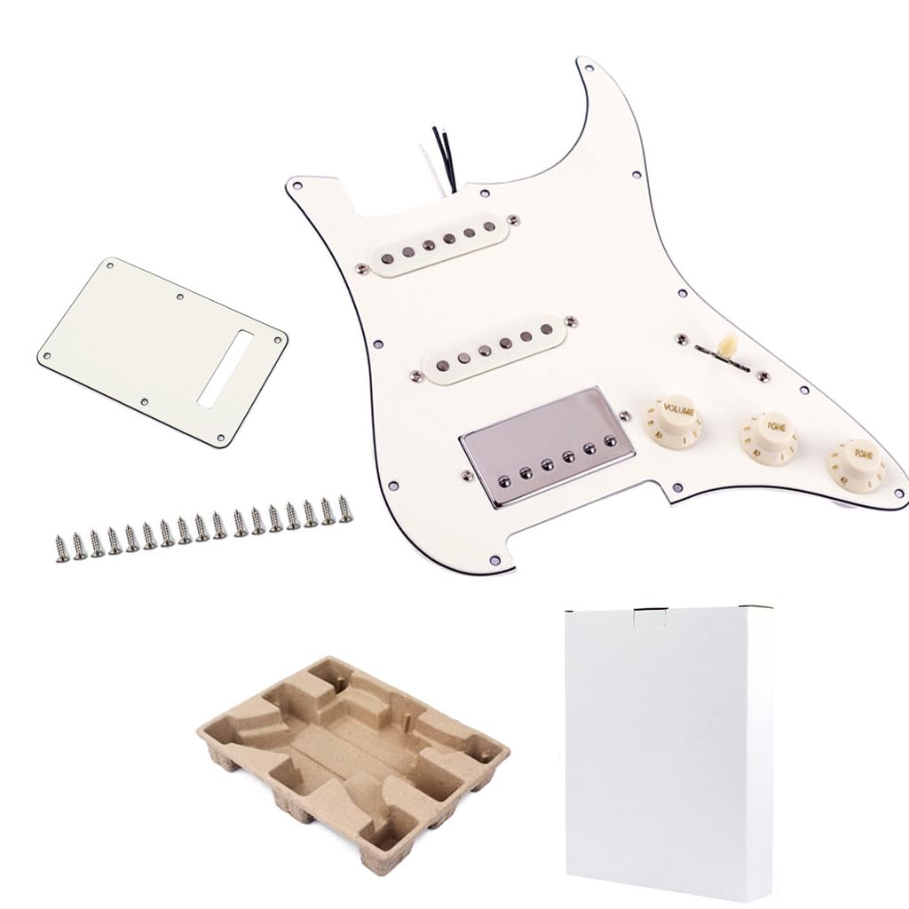 Vorgekabeltes Strat-Gitarren-Pickguard mit SSH-Pickup-Set, 3-Schicht-Stratocaster-Pickguard mit hochwertigen Alnico-V-Einzelsaiten-Humbucker-Elektrischen Pickups, Ersatzteile für Gitarrenbauer