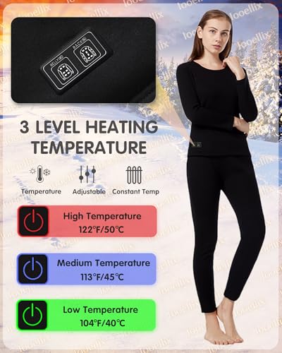 Heated Thermal Underwears for Men Women, Electric Heating Long Johns Set Thermal Shirt and Pant for Hunting Skiing3