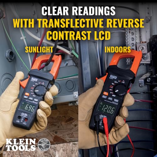 Klein Tools CL810 Pro Digital Clamp Meter, 600A AC/DC Auto-Ranging, True RMS, NCVT, Measures Current, LOZ,Temperature, with Flashlight and Illuminated Dial