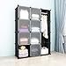 Produktbild SIMPDIY Portable Kleiderschrank, Faltschrank mit hängendem Rod, modularer Kombischrank für hängende Kleidung, 8 Würfel Platzsparendes Steckregalsystem, Platzsparende Garderobe (144*36*108cmSchwarz