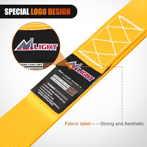 Image of Nilight Soft Loop 1.7 inchx17 inch Motorcycle Tie Down Straps Heavy Duty 12000Lbs Max Break Strength for Securing ATV UTV Kayak Moving Cargo (8PK-Yellow)