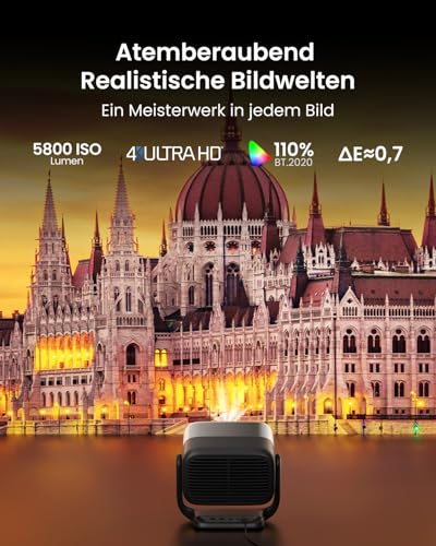 JMGO N3 Ultimate 4K Beamer Triple Laser Heimkino, 5800 ISO Lumen, Google TV mit Netflix, Lens Shift, Optischer Zoom, Motorisierte KI-Gimbal, Dolby Vision, 300", 20000:1 Kontrast, 1ms Gaming, VRR, ALLM – Bild 4