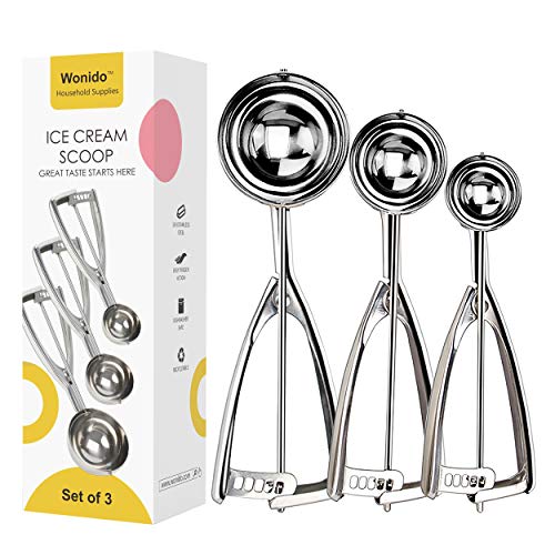 Buy Wonido Ice Cream Scoop with Trigger Release Set of 3 Sizes Cookie
