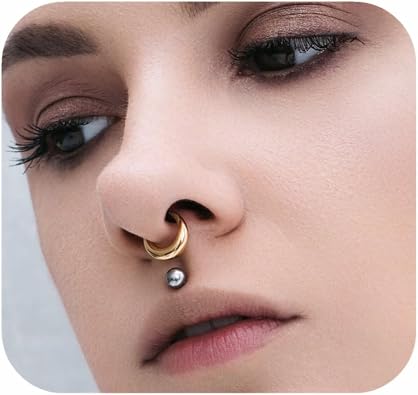 316L Stainless Steel Septum Rings Hoop for Women, 16G Stainless Steel Earrings Segment Nose Rings for Men, Cartilage Clicker Hoop for Helix, Rook, Daith, Tragus Earrings Hypoallergenic