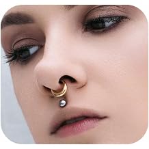 316L Stainless Steel Septum Rings Hoop for Women, 16G Stainless Steel Earrings Segment Nose Rings for Men, Cartilage Clicker Hoop for Helix, Rook, Daith, Tragus Earrings Hypoallergenic