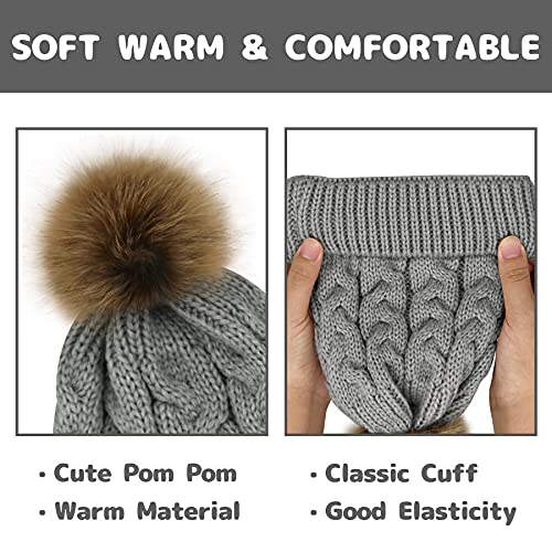 Olreco Baby Beanie Baby Winter Hat Toddler Winter Hat Infant Beanie Knit Toddler Hats for Girls Boys Infant Hats with Pom Pom3