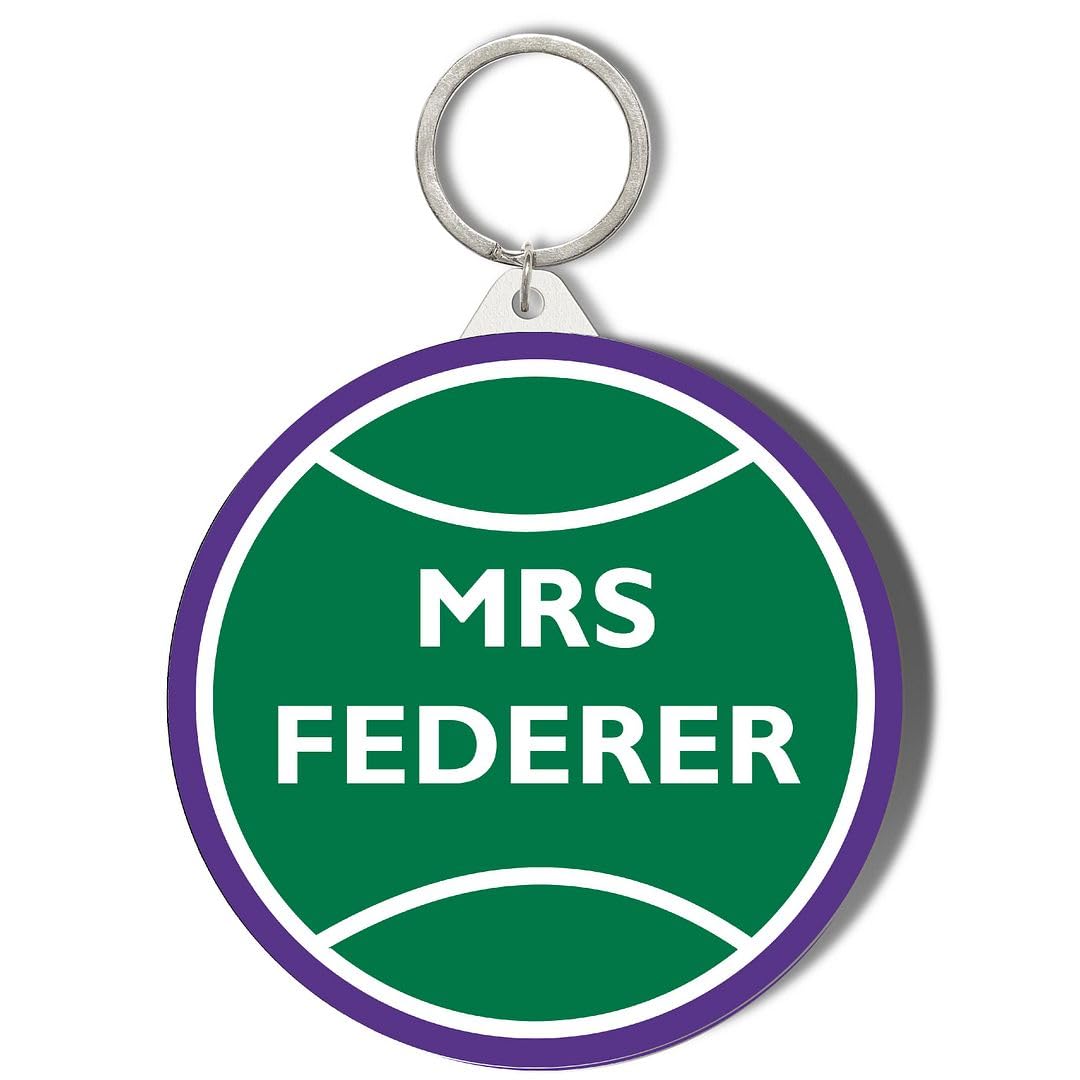 Gift Insanity White Tennis Ball - Mrs Federer 45Mm Short Chain Mirror Keyring