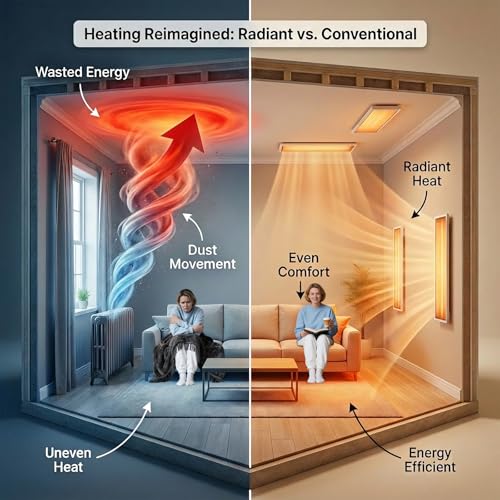 Hocosyme Infrarotheizung mit Thermostat 800 Watt, Infrarotheizung Wandmontage bis 120 Grad Celsius für 8- 20㎡- 1- 3 Min auf Betriebstemperatur- TÜV- mit Fernbedienung-4