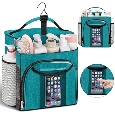 Attmu Large Capacity Portable Shower Caddy Dorm for College Essentials, Separate Compartment Hanging Toiletry Bag for College Student Camping Gym Travel Essentials (Green) Cover
