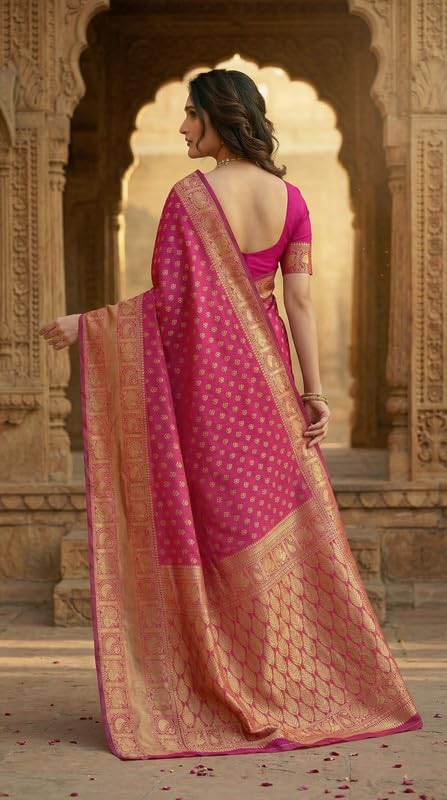 Image of C J Enterprise Women's Pure Soft Silk Saree With Blouse Piece For Wedding (Priya)
